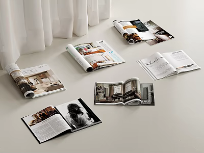 Open Magazines And Books Featuring Interior Design Photos And Content Pages 3d model
