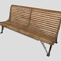 Wooden Outdoor Bench with Slatted Seat Backrest and Metal Legs for Garden Patio Use