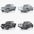 Red Jeep Pickup Truck Exterior Design With Multiple Angles View 3d model