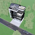 Modern Detached Villa Featuring Two-Story Glass Design and Wooden Balconies Surrounded by Green Trees