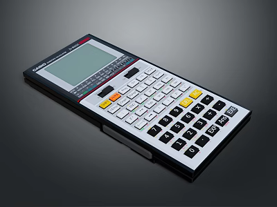 Sharp EL506V Scientific Calculator With Black White Body Display Screen And Orange Yellow Keys 3d model