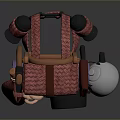 Stylish Red Woven Backpack With Orange Handle And Attached Rope Black Silver Water Bottles