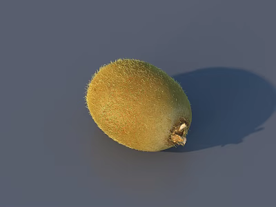 Fresh Ripe Kiwi Fruit With Yellow Fuzzy Skin On Gray Background 3d model