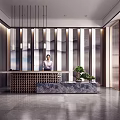New Chinese Front Desk Front Desk Reception Desk Reception Hall 3d model