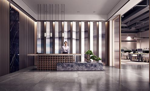 New Chinese Front Desk Front Desk Reception Desk Reception Hall 3d model