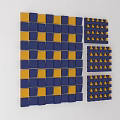 Modern Wall Decor With Blue And Yellow Ceramic Tiles Checkerboard And Woven Patterns