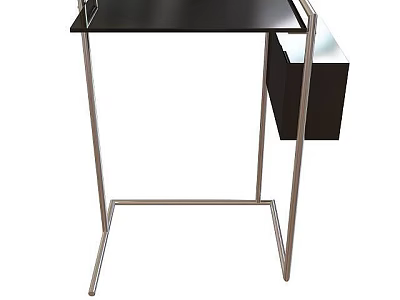 Iron Art Table With Black Tabletop Iron Frame And Side Storage Compartment 3d model