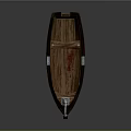 Vintage Wooden Boat With Hanging Lantern And Wooden Seats For Water Travel