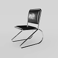 Modern Leisure Chair With Leather Seat Backrest And Curved Metal Frame Design
