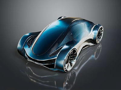 Futuristic Blue Concept Car Showcasing Sleek Design Shiny Exterior And Modern Rims 3d model