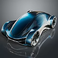 Futuristic Blue Concept Car Showcasing Sleek Design Shiny Exterior And Modern Rims