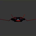 Futuristic Fighter Jet Model With Red And Black Paint And Blue Exhaust Flames