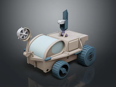 Mechanical Exploration Rover With Wheels Antenna Camera Sensor And Cabin Structure Design 3d model