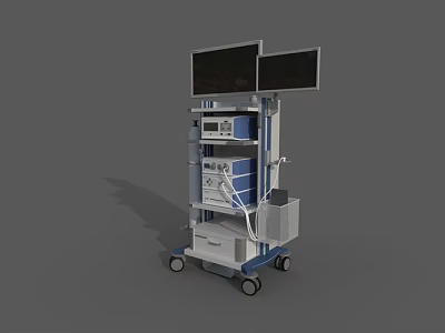 Advanced Medical Wheeled Cart With Dual Monitors And Storage Drawers For Healthcare Use 3d model