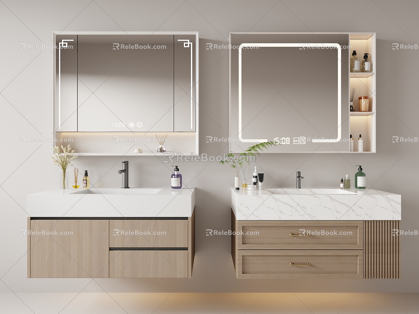 Modern Bathroom Cabinet Wash Desk Bathroom Mirror Washing Supplies 3d model