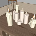 Lit Candles With Dripping Wax On Wooden Table Creating Cozy Ambiance