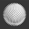Silver Oval Intricate Object With Dense Spherical Protrusions And Reflective Surface