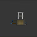 Multi Layered Futuristic Tech Component With Glowing Light Strips Shelves Pipes And Green Data Screen
