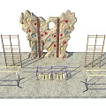 Outdoor Sports Equipment Set Including Rock Climbing Wall Ladders And Parallel Bars