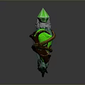 Decorative Green Spire Component With Brown Wrapped Vines And Silver Ornament Details
