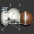 Commercial Equipment With Solar Panels Large White Circular Structure Small Antennas And Orange Component