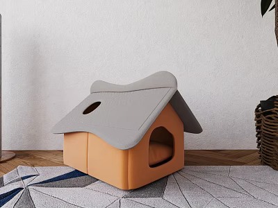 Stylish Pet Furniture House With Orange And Gray Design For Indoor Use 3d model