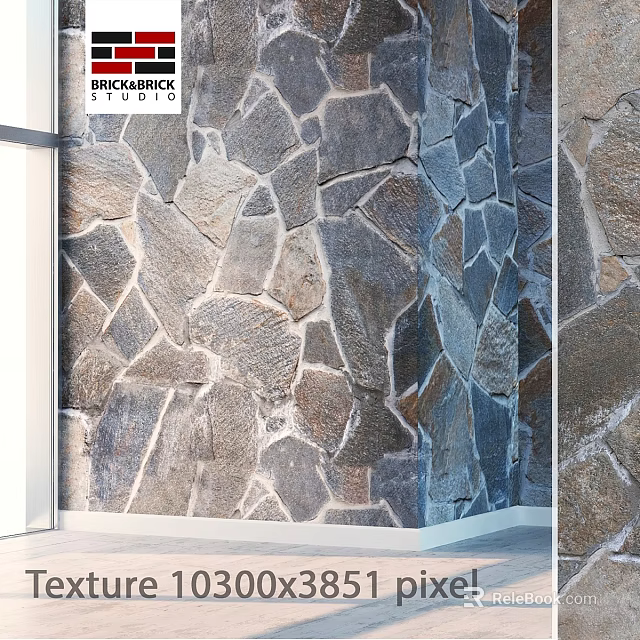 Natural Stone Wall Cladding With Irregular Shaped Stones And Rustic Texture 3d model