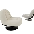 Modern Beige Single Sofa With Curved Design Round Black Base And Comfortable Upholstery 3d model
