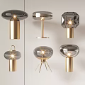 Assorted Modern Table Lamps With Unique Shades And Diverse Base Designs 3d model