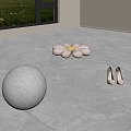 Warm gray stone floor tile floor cushion 3d model