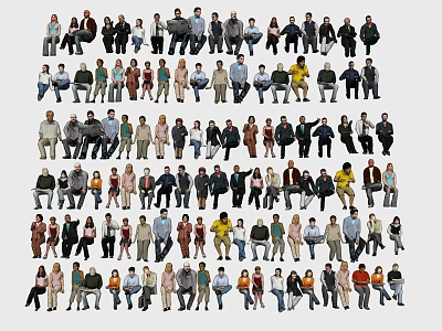 Modern Multiplayer Sitting Bright Figure Male Female Figure 3d model