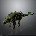 Green Ankylosaurus Like Dinosaur Model with Red Spots Yellow Spikes and White Green Tail Tip