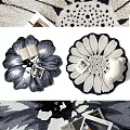 Flower Shaped Area Rugs With Books Photos And Decorative Pieces