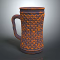 Rustic Textured Orange Brown Ceramic Mug For Home Kitchen Daily Use