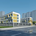 Modern School Building Complex With Courtyard Layout Sports Field And Green Surroundings