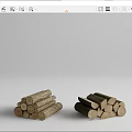 Natural Stone Wood Logs Stacked in Various Shapes and Sizes