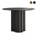 Wooden Round Table With Three Column Legs And Simple Design 3d model