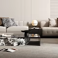Modern Minotti Sofa Combination Multi-person Sofa Corner Sofa Marble Coffee Table Floor Lamp 3d model