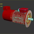 Red Industrial Electric Motor With Metal Housing And Rotating Drive Shaft