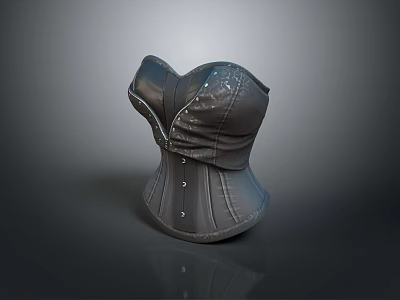 Black Leather Corset With Front Button Design Stylish Body Shaping Garment 3d model