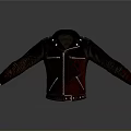 Biker Style Leather Jacket With Metal Studs Red Lining And Zipper Details