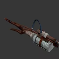 Homemade Rusty Weapon Featuring Green Canister Black Hose and Red Metal Parts
