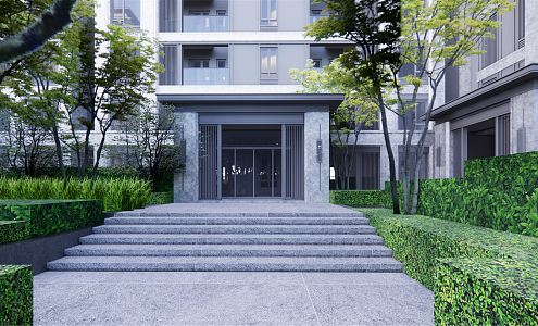 Modern Garden Landscape Simple Residential Landscape House Landscape Home Landscape Children's Field Sunshine Lawn 3d model