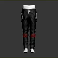 Black Casual Pants With Red Stripes On Legs And Side Pockets