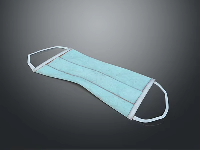 Light Blue Disposable Face Mask With Three Layer Design And Elastic Ear Loops 3d model