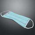 Light Blue Disposable Face Mask With Three Layer Design And Elastic Ear Loops 3d model