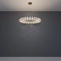 Elegant Modern Crystal Chandelier With Circular Gold Frame And Intricate Design