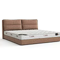 Modern Double Bed With Twin Padded Headboard And Textured Mattress