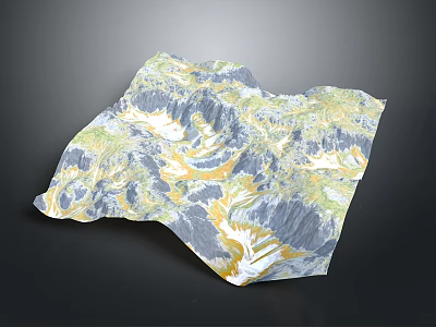 3D Rendered Mountainous Terrain Model With Colorful Topographic Features Valleys And Snowy Peaks 3d model