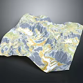 3D Rendered Mountainous Terrain Model With Colorful Topographic Features Valleys And Snowy Peaks
